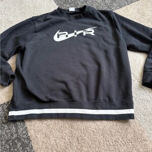 Nike Men's Black and White Crewneck Sweatshirt - Large